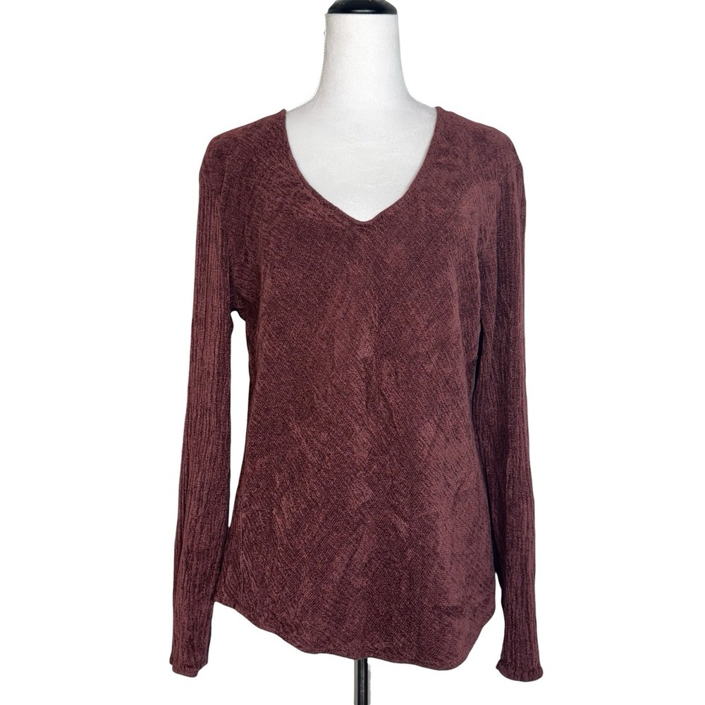 CP Shades Sausalito Linen Blend Pullover Sweater Size L Burgundy Boho Lagenlook